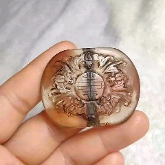 明清工白水晶五福獻壽背云佩珠_雷雷的店