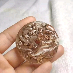 清代白水晶螭龍璧_雷雷的店