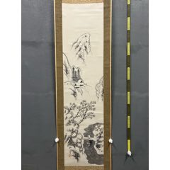 秦星池，谷文晁合作，清代中期名家诗画合璧《不二山之图》国画