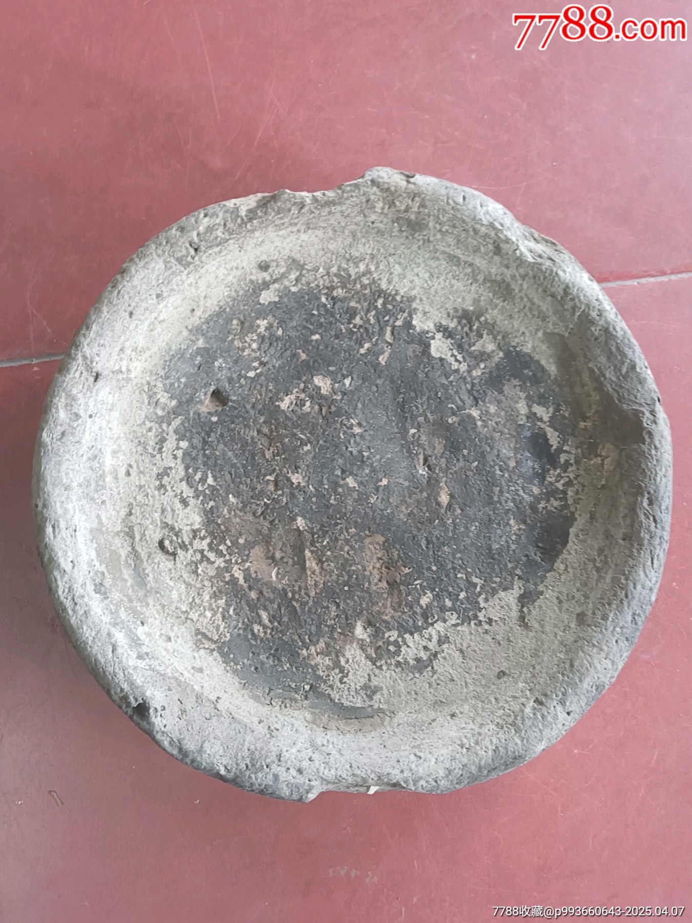 明代老砚台，陶砚，泥砚，石砚，文房四宝，笔墨纸砚，直径22高6，重5.3