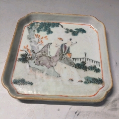 古玩舊藏淺降彩人物方盤(pán)_雷雷的店
