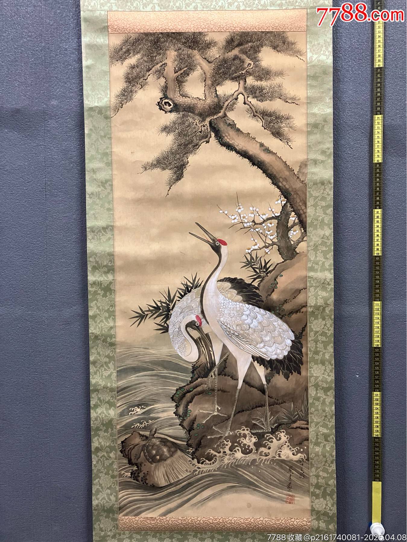 中国古美術・純手描き花鳥掛軸・水彩画・蒋延錫印款・書道品・絹本・肉筆・一物一图 中国古美術・純手描き花鳥掛軸・水彩画・蒋延錫印款・書道品・絹本