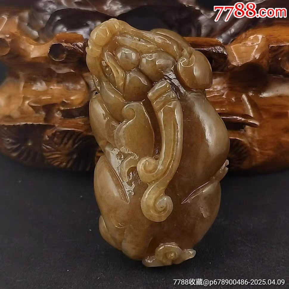 美品 和田玉糖色 貔貅手把件 87mm 226g｜商品番号6830 55622706.jpg