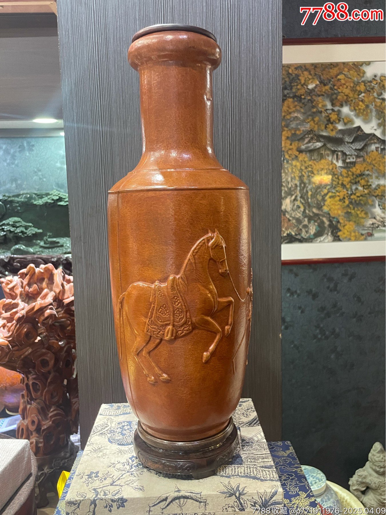 清:老葫芦老匏器,葫芦棒槌瓶,内容御马图。大尺寸。工艺非常好。氧化包浆非常美完_葫芦制品_忠信堂古玩店【7788收藏__收藏热线】