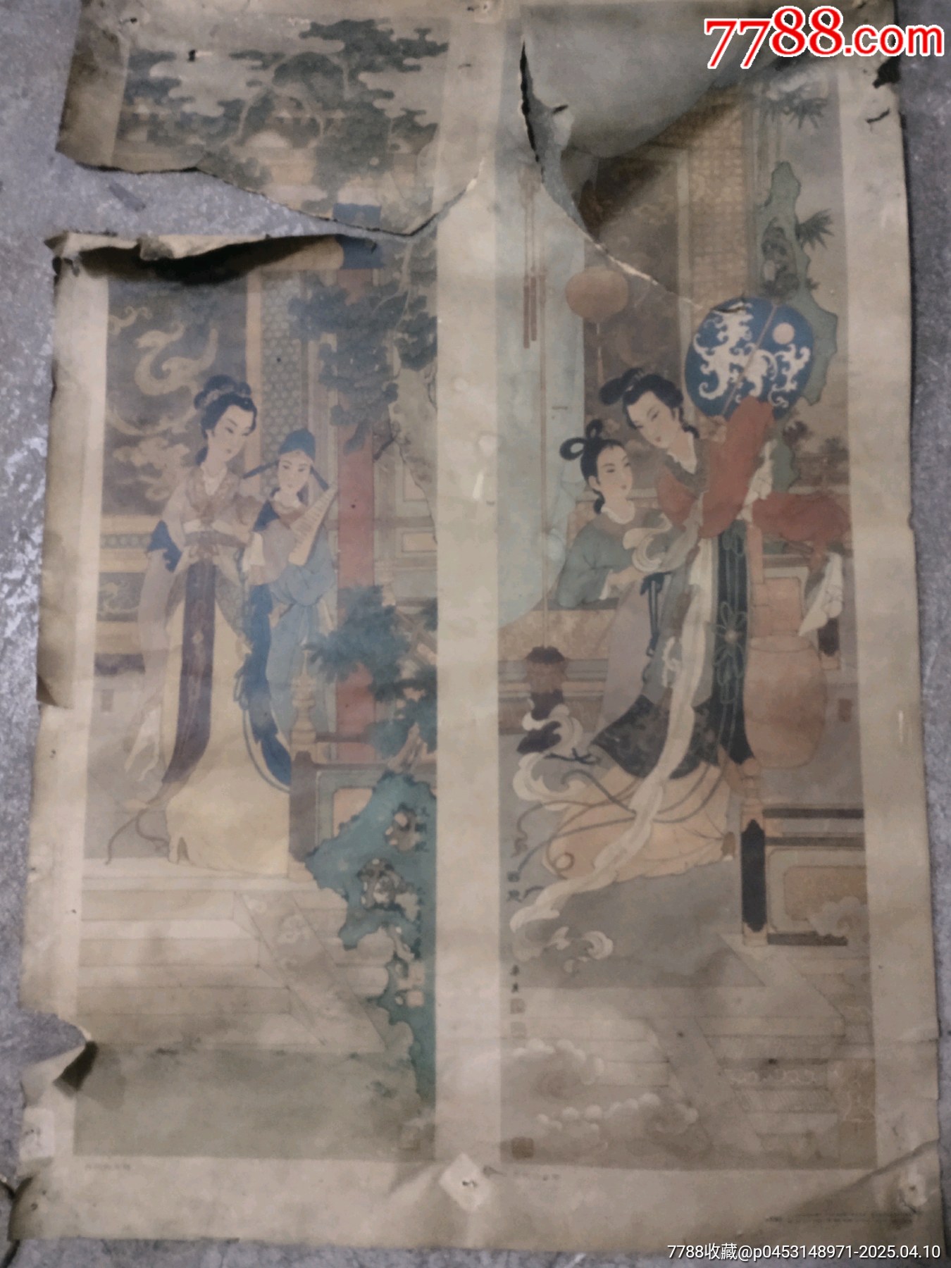 古代仕女屏四條屏年畫(huà)，_價(jià)格50元【聚鑫院】_第4張_7788收藏__收藏?zé)峋€