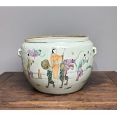 粉彩 人物 コオロギ (促織)缶 清時代 唐物 同治年製 粉彩 清代同治粉彩瓷器人物粥罐-彩绘瓷/彩瓷-7788红宝书