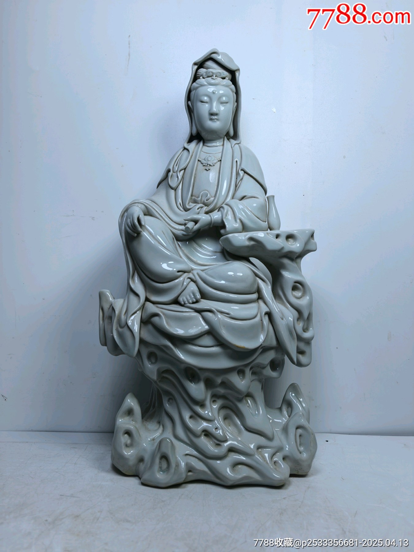 青白釉瓷观音像佛像菩萨像摆件-青白瓷/影青瓷-7788红宝书