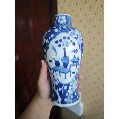 清光绪.青花.冰梅开窗博古图.梅瓶.瓷器_青花瓷_吾铭居【7788老照片】
