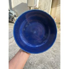 清代乾隆时期霁蓝釉祭葵口盘，全美品！直径20.2公分，成色完美无瑕，是