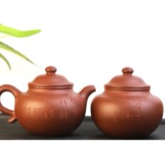 原礦底槽清刻繪蓮子精工半手一壺一罐270cc宜興紫砂壺(se106179020)_早期杭州怪壺紫砂壺