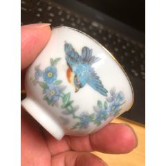 民國(guó)時(shí)期貼畫(huà)工藝花鳥(niǎo)杯