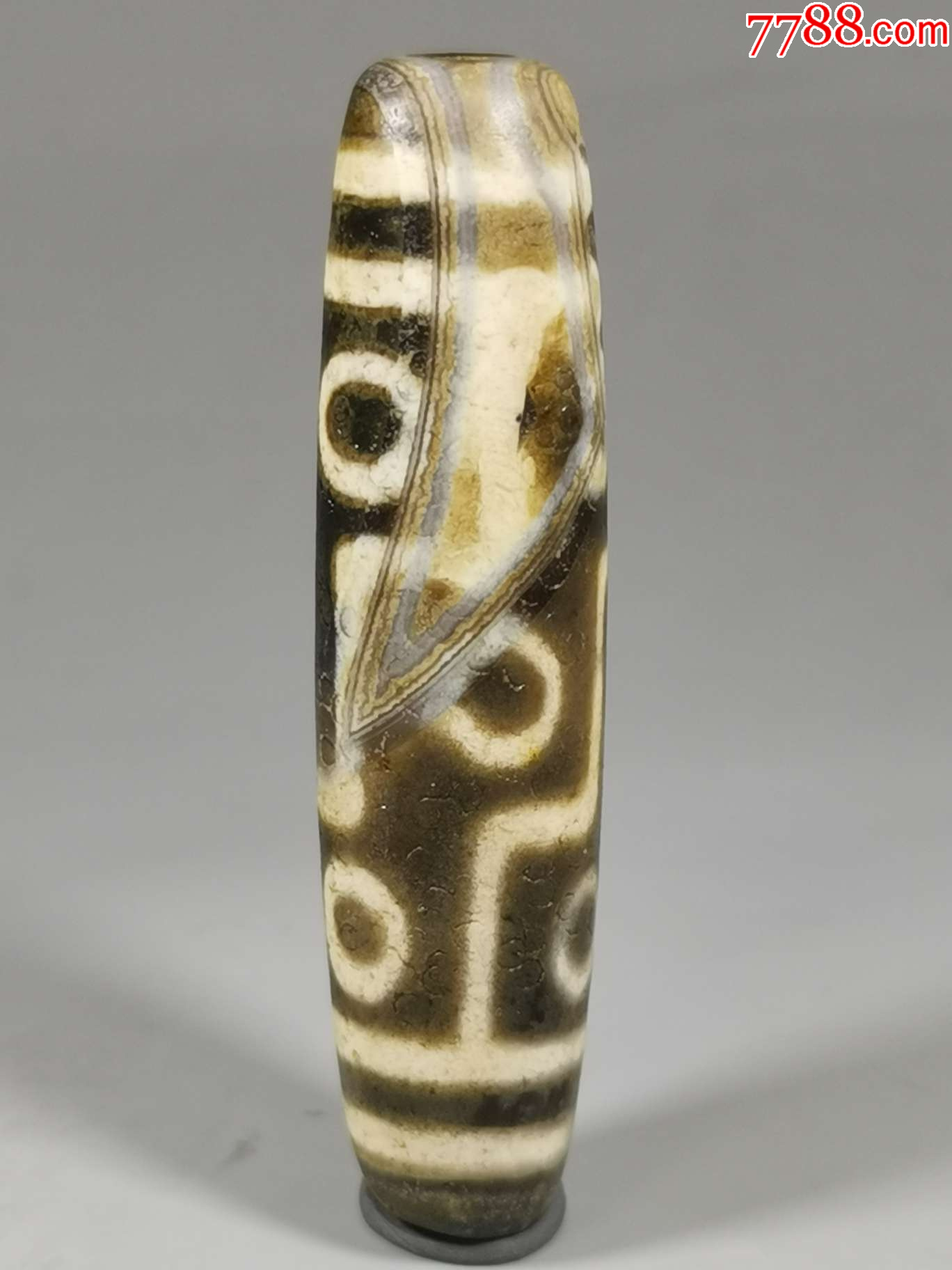 10171藏传大尺寸牙黄九眼天珠_天珠_玉泉陌【7788红宝书】