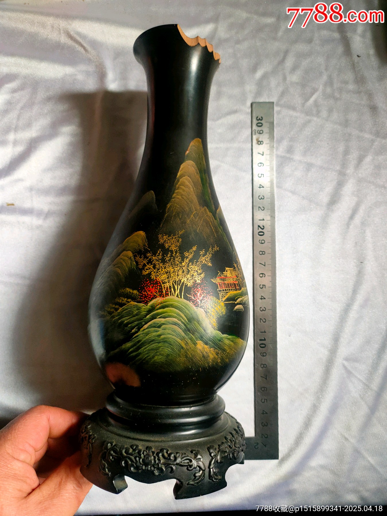 六七十年代福建产脱胎漆器---大漆花瓶（请仔细阅读商品简介！）-漆瓶