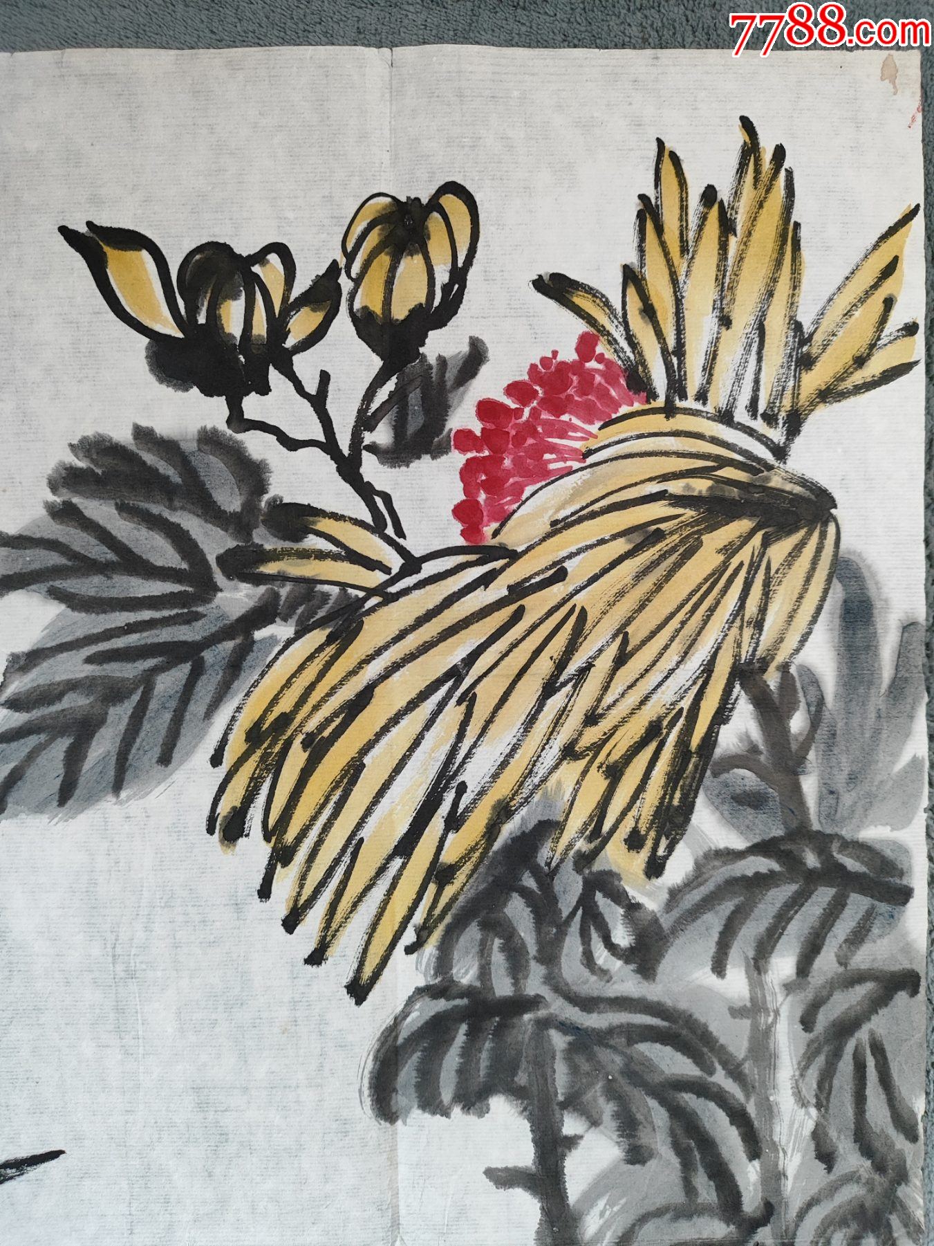 B44744號國畫寫意花卉菊花葫蘆68×45cm作者：潘天壽_價格38900元【呈祥書畫苑】_第3張_7788收藏__收藏熱線