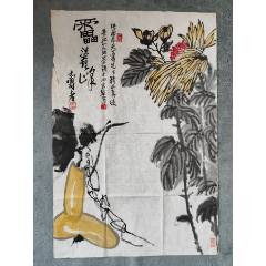 B44744號(hào)國畫寫意花卉菊花葫蘆68×45cm作者：潘天壽