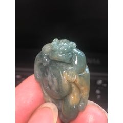 天然翡翠A貨瑞獸掛飾
