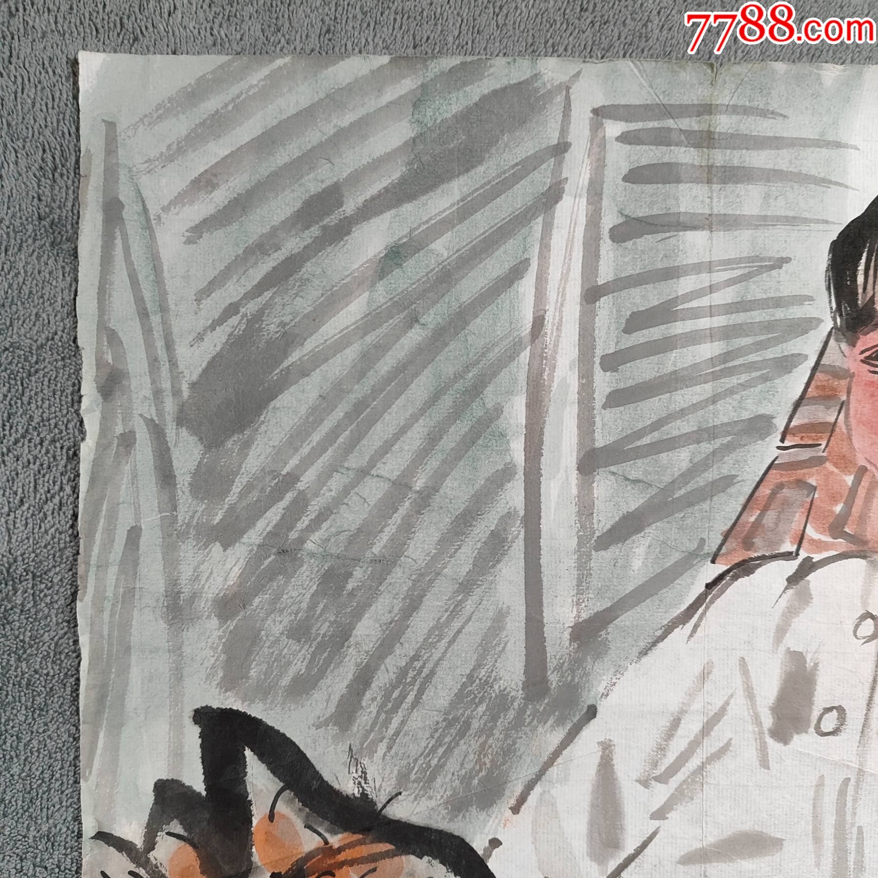 B44762號國畫寫意速寫人物芭蕉少女小社員49×49cm作者：周思聰_價格5890元【呈祥書畫苑】_第8張_7788收藏__收藏熱線