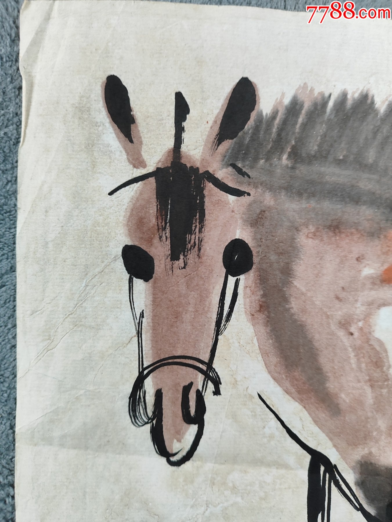 B44771號(hào)國畫漫畫寫意動(dòng)物生肖馬立馬圖48×34cm作者：韓美林_價(jià)格28900元【呈祥書畫苑】_第4張_7788收藏__收藏?zé)峋€