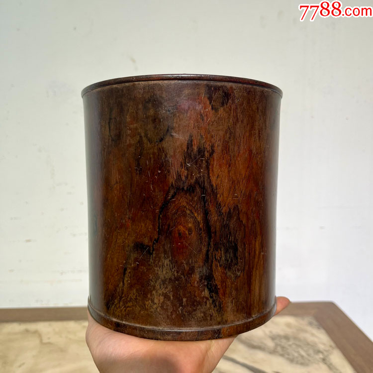 老黄花梨笔筒古董老家具明清老木器清代黄花梨海黄老笔筒文房雅器_笔筒
