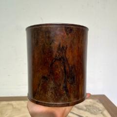 老黄花梨笔筒古董老家具明清老木器清代黄花梨海黄老笔筒文房雅器_笔筒