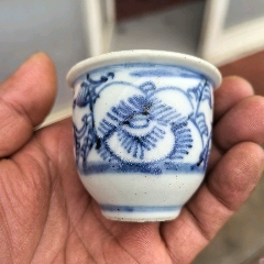清代中期嘉道青花缠子莲纹茶杯茶盏全美品保老保真-青花瓷-7788旧书网