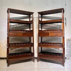 老黄花梨家具古董老黄花梨博古架清代黄花梨海黄多宝阁明清老家具-木架
