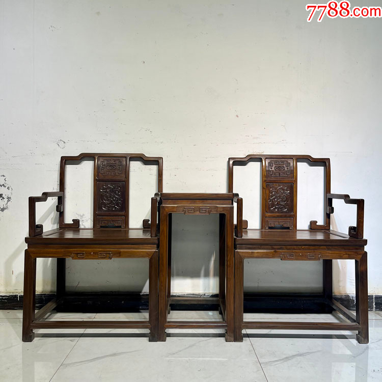 老黄花梨家具古董老黄花梨官帽椅清代黄花梨海黄油梨太师椅宝座椅_木椅