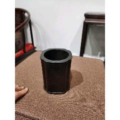 筆筒 紫檀 印度小叶紫檀笔筒红木老料纯手工高油密笔筒文房收藏工艺品摆件
