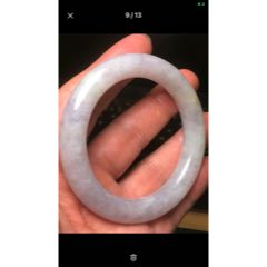 天然翡翠A貨紫羅蘭圓條舊手鐲