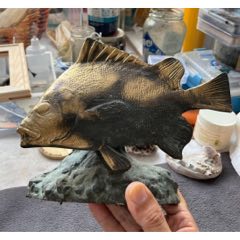 20240710J5212斤多的魚形銅書擋擺件重量：1070克(se106362731)_遼南博雅齋