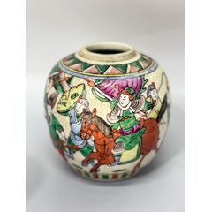 晚清五彩故事人物双耳罐-彩绘瓷/彩瓷-7788红宝书
