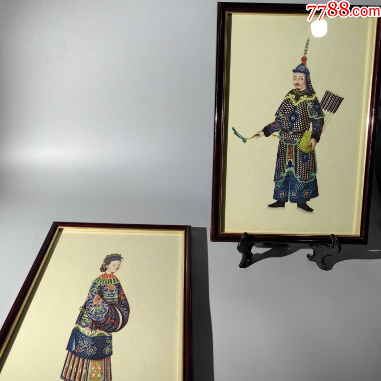 創(chuàng)匯外銷人物畫一對(duì)包老老字畫手繪國(guó)畫日本畫工筆山水人物_價(jià)格750元【清茗敘瓷丶】_第1張_7788收藏__收藏?zé)峋€