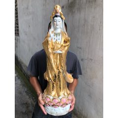 站立金身觀(guān)音特大號(hào)開(kāi)臉好寧?kù)o慈祥全身鎏金，瓷質(zhì)好，手工手彩鎏金多-￥1,288 元_佛像/造像_7788網(wǎng)
