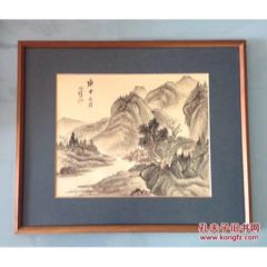 42175J002早期純手繪精美絹地山水框畫_遼南博雅齋