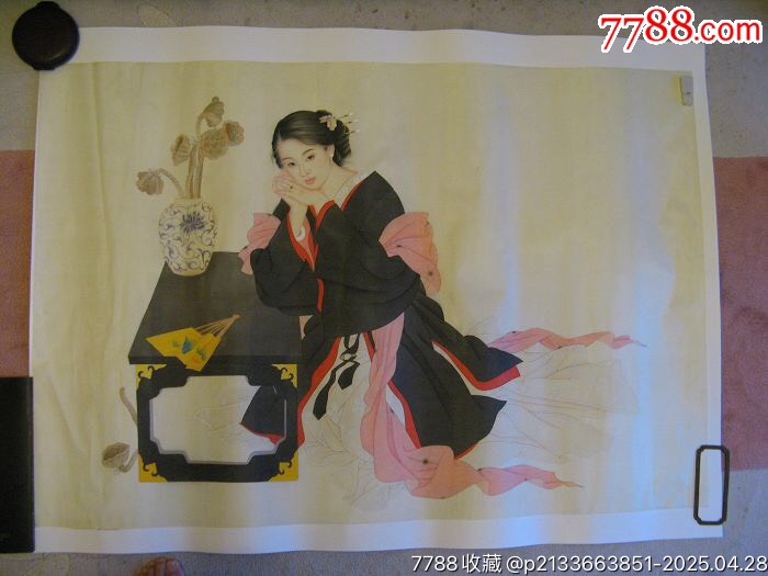 4210J007王美芳工筆絹畫-沉思女????_價格1200元_第1張_7788收藏__收藏熱線