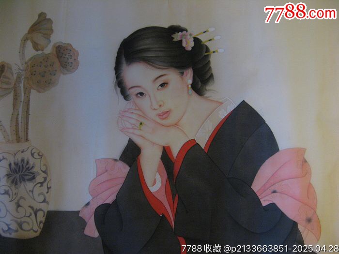4210J007王美芳工筆絹畫-沉思女????_價格1200元_第2張_7788收藏__收藏熱線