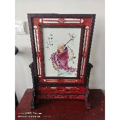 民国天然大理石画屏风摆件_木屏风_库存怀旧老货【7788红宝书】