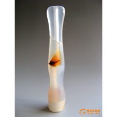25B26精致的飄逸的紅黑色羽毛圖案的瑪瑙煙嘴25B26精致的飄逸的紅黑色羽_遼南博雅齋