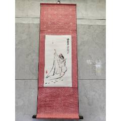 1935號(hào)卷軸國(guó)畫寫意人物接喜圖畫心65×34cm作者：劉旦宅_呈祥書畫苑