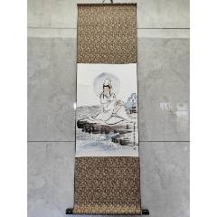 1938號(hào)卷軸國(guó)畫寫意人物觀音水月觀音像畫心63×42cm作者：劉旦宅_呈祥書畫苑
