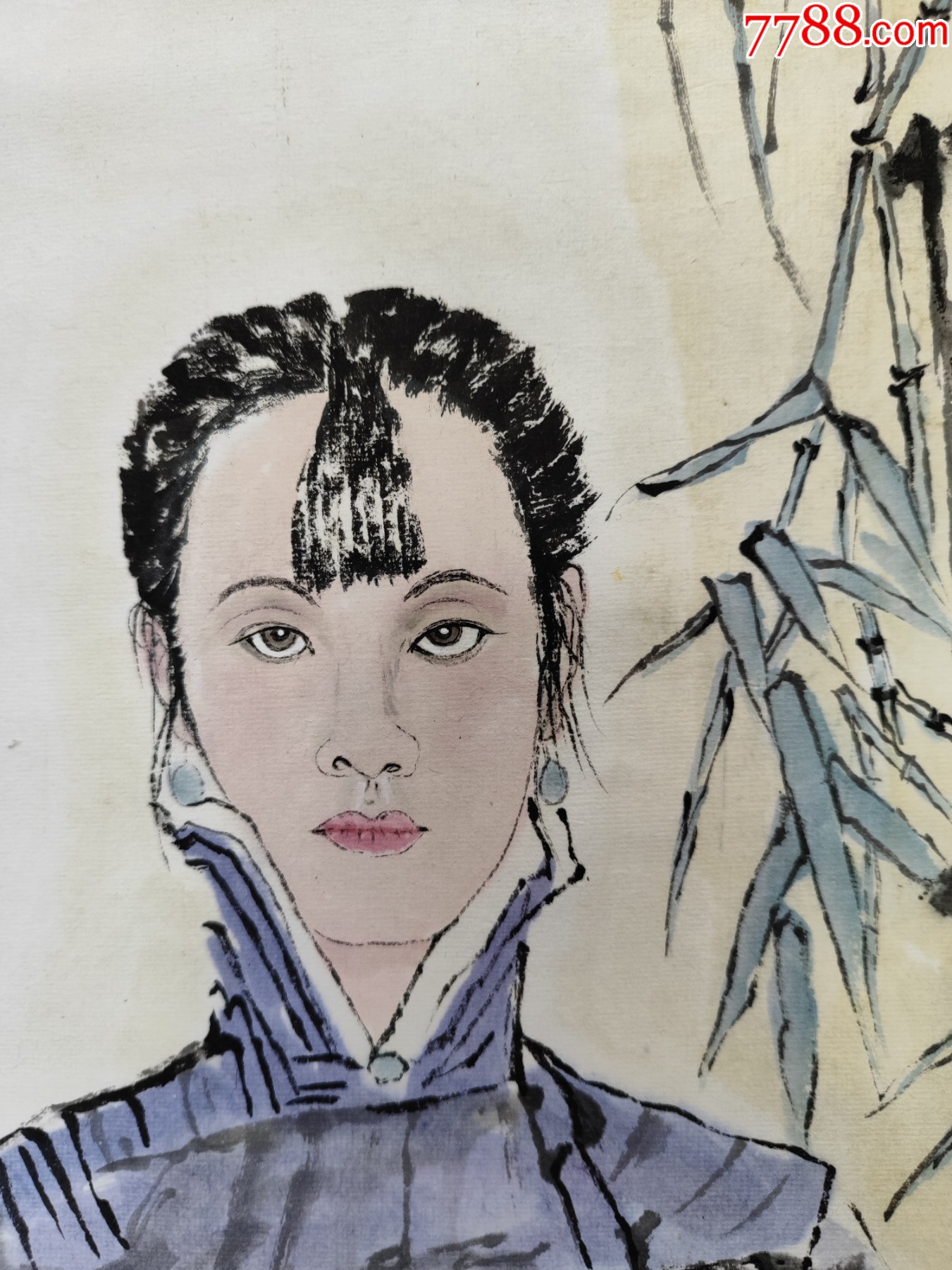 1940號卷軸國畫寫意人物少女秋水伊人畫心48×45cm作者：趙建成_價(jià)格19800元【呈祥書畫苑】_第3張_7788收藏__收藏?zé)峋€