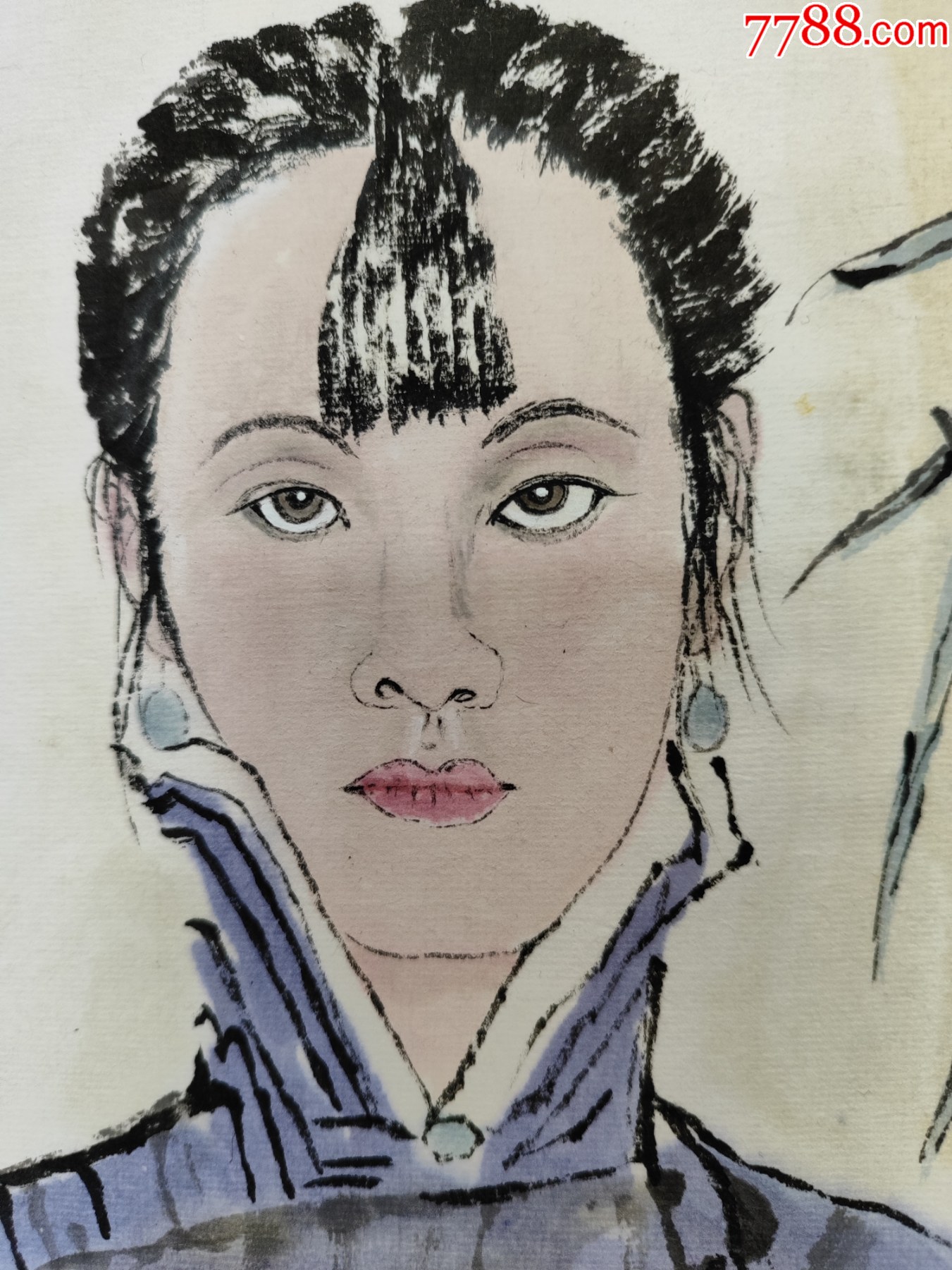 1940號卷軸國畫寫意人物少女秋水伊人畫心48×45cm作者：趙建成_價(jià)格19800元【呈祥書畫苑】_第5張_7788收藏__收藏?zé)峋€