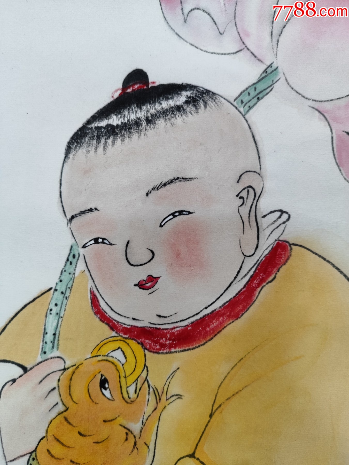 1941號卷軸國畫寫意人物童子荷花和氣生財畫心62×38cm作者：張紅燕_價格8900元【呈祥書畫苑】_第4張_7788收藏__收藏?zé)峋€