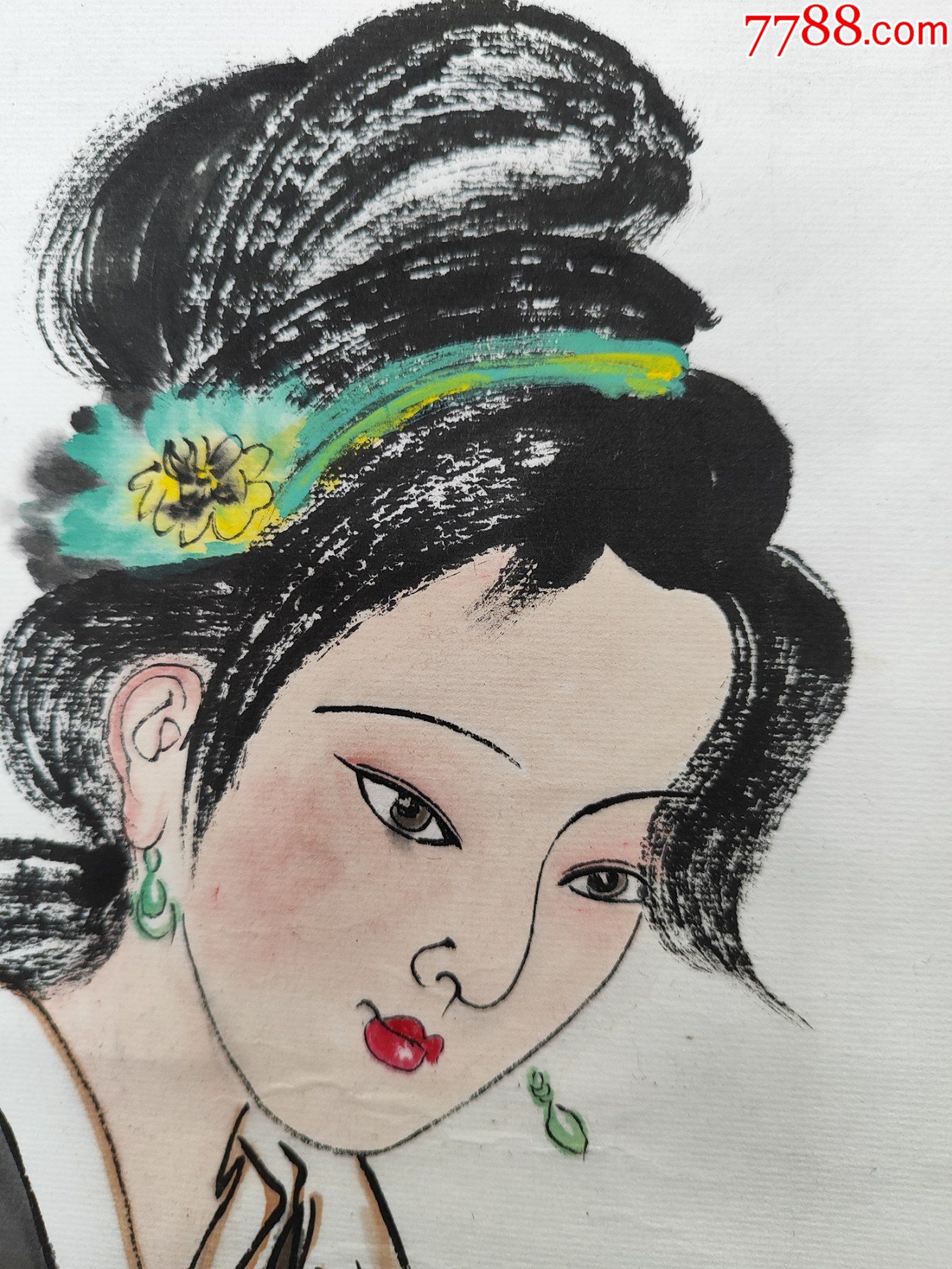 1943號卷軸國畫寫意人物紈扇仕女野香留客畫心56×34cm作者：白伯驊_價格38900元【呈祥書畫苑】_第3張_7788收藏__收藏熱線