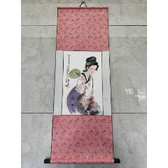 1943號(hào)卷軸國畫寫意人物紈扇仕女野香留客畫心56×34cm作者：白伯驊(se106418618)_呈祥書畫苑