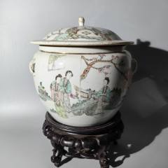 中国民国時代　粉彩蓋物　5客直径約10.5/10/9/8.5㎝東な7-0105① 中国民国時代 粉彩蓋物 5客直径約10.5/10/9/8.5㎝東