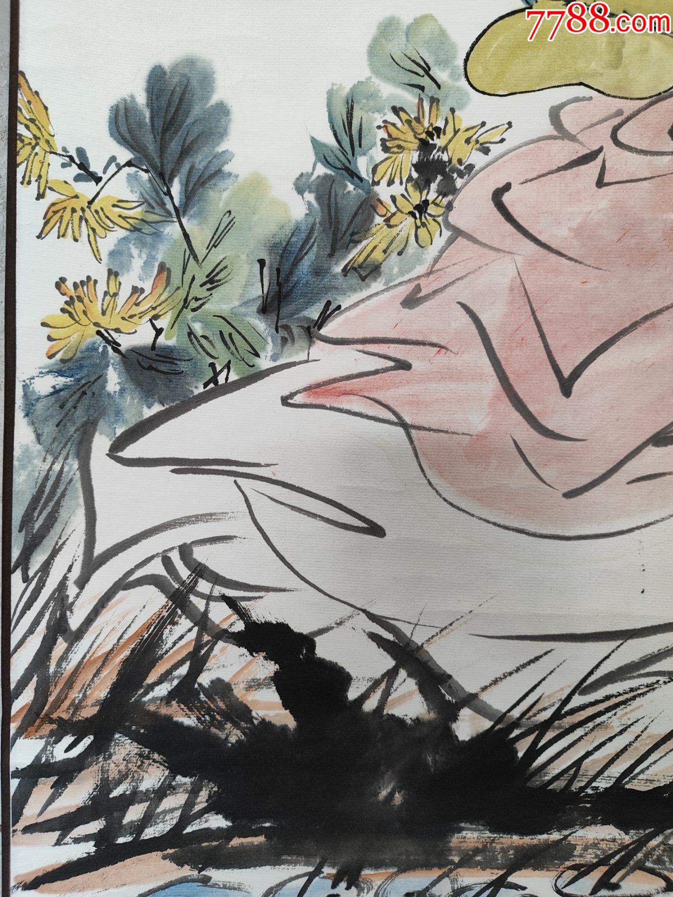 1944號(hào)卷軸國(guó)畫寫意人物芭蕉仕女執(zhí)扇仕女畫心64×40cm作者：白伯驊_價(jià)格38900元【呈祥書畫苑】_第6張_7788收藏__收藏?zé)峋€