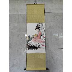 1944號(hào)卷軸國畫寫意人物芭蕉仕女執(zhí)扇仕女畫心64×40cm作者：白伯驊(se106418650)_呈祥書畫苑