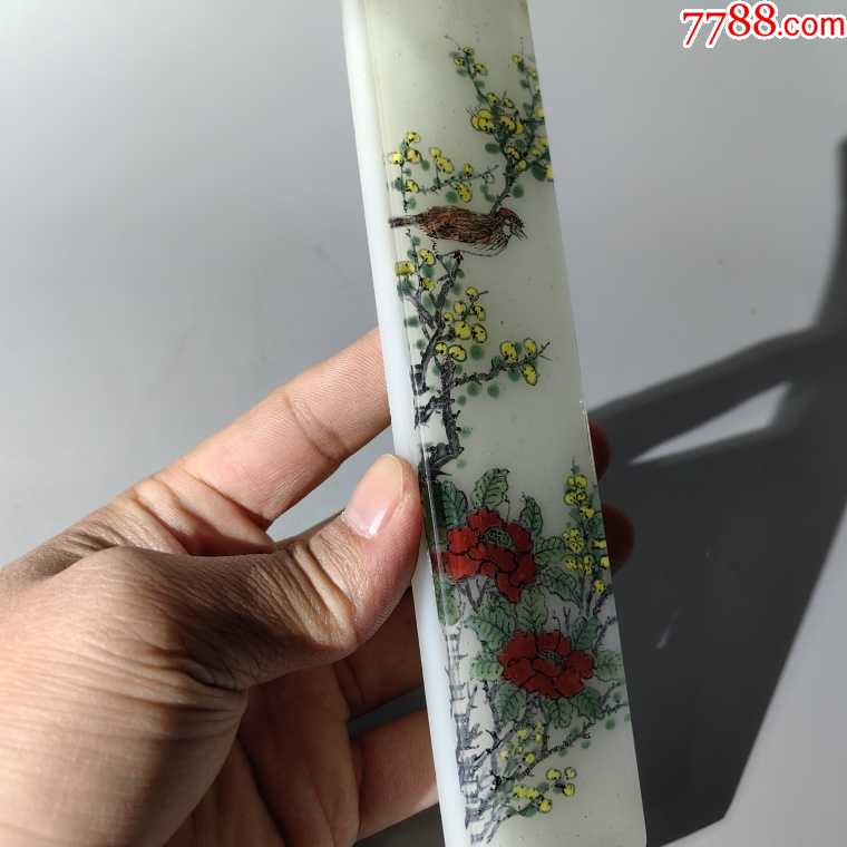 民國琉璃花鳥鎮(zhèn)尺包老老琉璃牌子掛墜把件帶板扳指飾品盤子筆_價格750元【清茗敘瓷丶】_第2張_7788收藏__收藏熱線