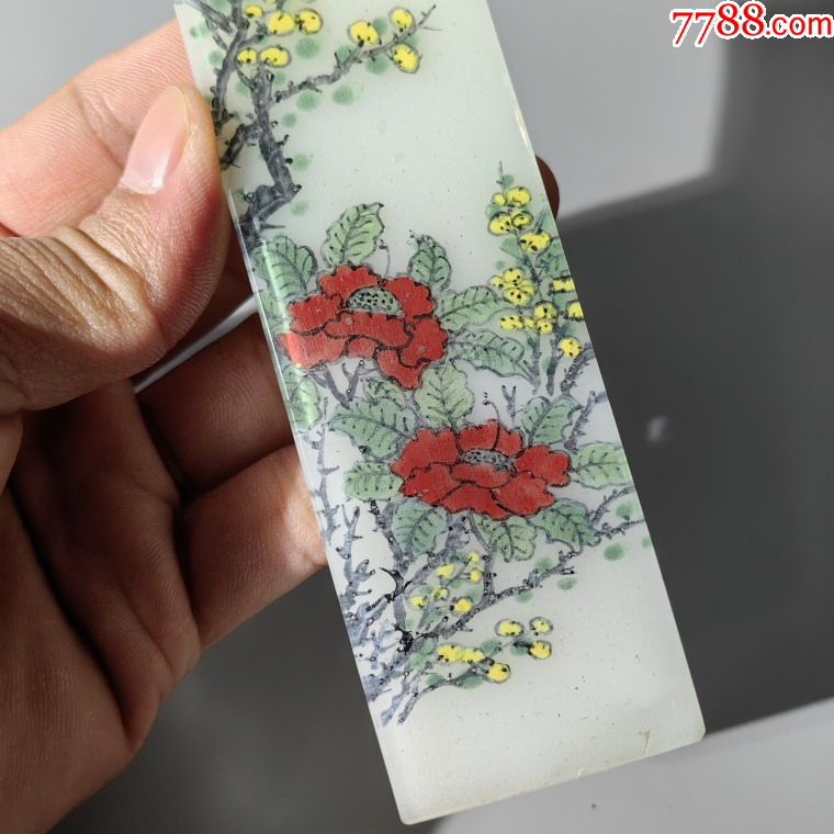 民國琉璃花鳥鎮(zhèn)尺包老老琉璃牌子掛墜把件帶板扳指飾品盤子筆_價格750元【清茗敘瓷丶】_第7張_7788收藏__收藏熱線